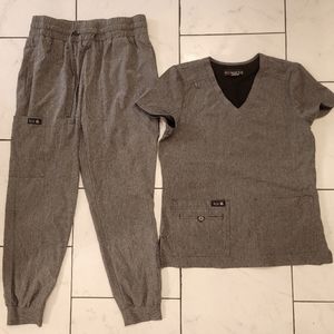 Koi Basics Heather Gray Scrub Set With Jogger Bottoms